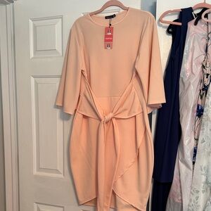 Boohoo Peach Long Sleeve Dress